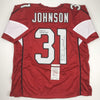 Autographed/Signed David Johnson Fantasy Football MVP Arizona Red Football Jersey JSA COA