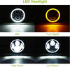Moclever Round Halo LED Headlight 2pcs 7 Inch Headlights 6000 Lumens Offroad Light Angle Eyes Compatible With Jep Wrangler Tj Jk Cj H4 To H13 Adapter Plug And Play