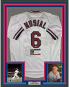 Framed Autographed/Signed Stan Musial 35x39 St. Louis White Baseball Jersey PSA/DNA COA