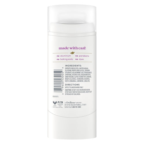 Dove Deodorant Stick for 72 Hour Odor Protection Coconut & Pink Jasmine Aluminum Free 2.4 oz