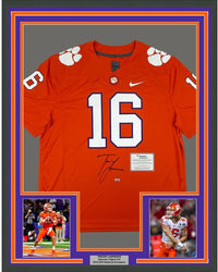 Framed Autographed/Signed Trevor Lawrence 35x39 Clemson Tigers Orange Authentic Nike College Football Jersey Fanatics COA