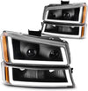 Dwvo Headlight Assembly Compatible With Chevy Silverado Avalanche 1500 2500 3500 Black Clear Housing