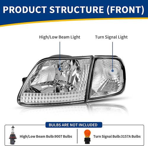 Headlight Assembly Replacement Fits 9703 Ford F1509702 Expedition Pickup