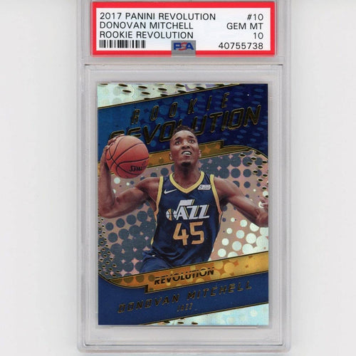 Graded 2017-18 Panini Revolution Donovan Mitchell #10 Rookie RC Basketball Card PSA 10 Gem Mint