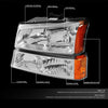 Dna Motoring Hlohcs034pcham Chrome Amber Headlights Compatible With 20032006 Chevy Silveradoavalanche