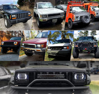 Lxlight Pair 5x7 6x7 High Low Beam LED Headlights Compatible With Jeep Wrangler Yj Cherokee Xj H6054 H6054ll 69822 6052 6053 Angel Eyes Drl Black 105w