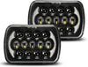 Lxlight Pair 5x7 6x7 High Low Beam LED Headlights Compatible With Jeep Wrangler Yj Cherokee Xj H6054 H6054ll 69822 6052 6053 Angel Eyes Drl Black 105w