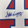 Framed Autographed/Signed Steve Grogan 35x39 New England Red Football Jersey JSA COA
