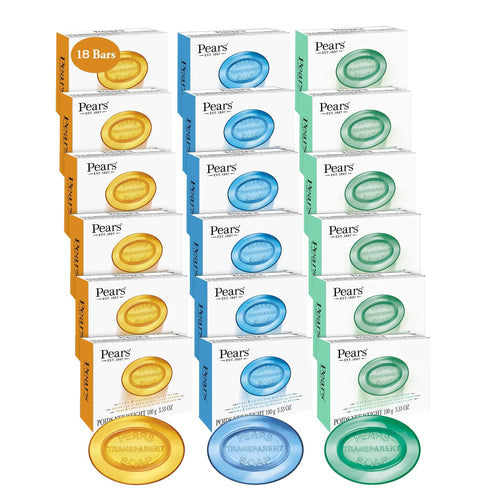 18 Pack Pears Soap, Face & Body Soap, Variety (6 Per Flavor)