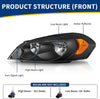 Autosaver88 Headlight Assembly Compatible With 20062013 Chevy Impala 06 07 Monte Carlo Replacement Headlamp Black Housing Amber Reflector Clear Lens A Oe