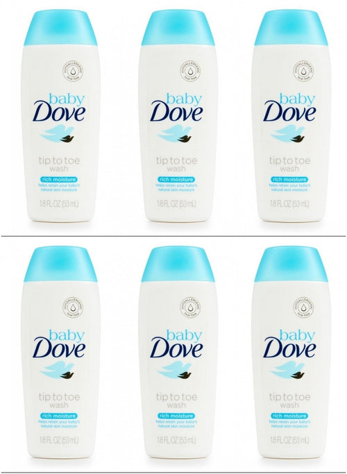 Baby Dove Body Wash Tip To Toe Sensitive Moisture 1.8 Oz Travel Size (Pack Of 6)