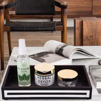 Vanity Tray Parlour Concentric Bone & Resin Inlay, Black & White - 10" x 6"