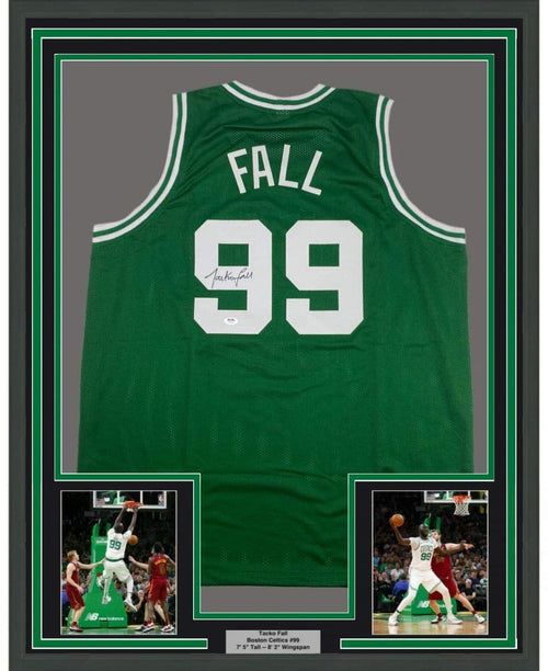 Framed Autographed/Signed Tacko Fall 35x39 Boston Green Basketball Jersey PSA/DNA COA