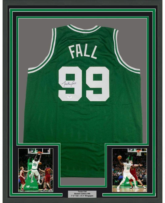 Framed Autographed/Signed Tacko Fall 35x39 Boston Green Basketball Jersey PSA/DNA COA