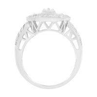 .925 Sterling Silver Round and Baguette Diamond Cathedral Ring (0.75 Cttw, H-I Color, I2-I3 Clarity) - Size 7