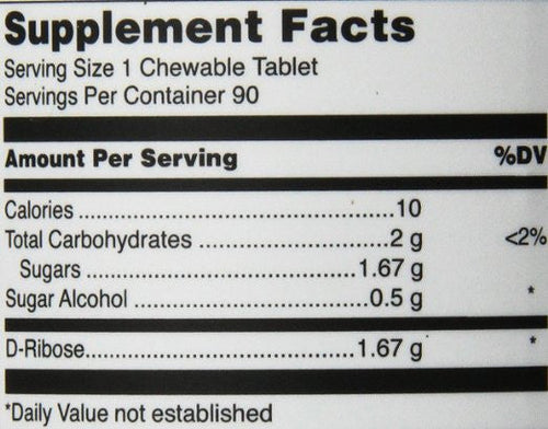 Klean Endurance D-Ribose Chewable Tablets, Orange/Vanilla, 90 Count