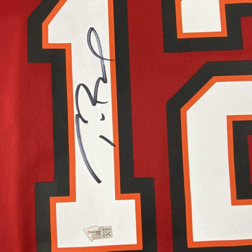 Framed Autographed/Signed Tom Brady 35x39 Tampa Bay Buccaneers Red Authentic Nike Game Football Jersey Fanatics COA