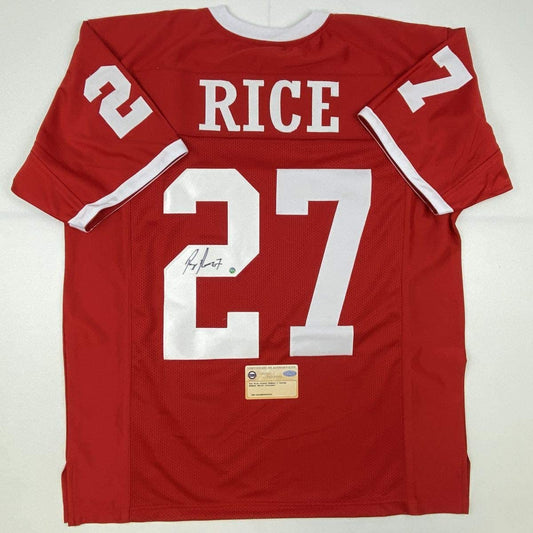 Autographed/Signed Ray Rice Rutgers Red College Football Jersey Steiner Sports COA
