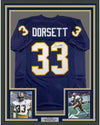 Framed Autographed/Signed Tony Dorsett 35x39 Pittsburgh Blue College Football Jersey JSA COA