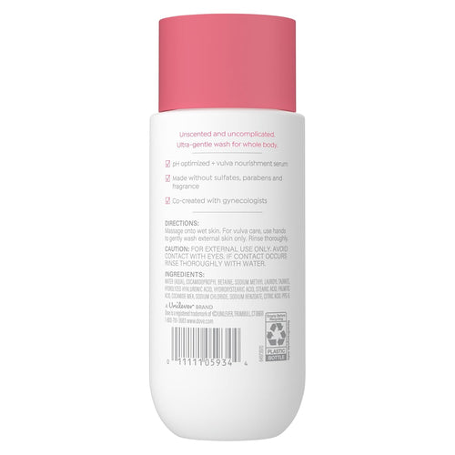 Dove Whole Body & Intimate Wash for Women - Gynecologist Tested Unscented Feminine Wash For Sensitive Skin, 8 oz