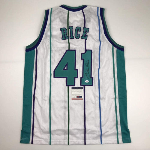 Autographed/Signed Glen Rice Charlotte White Basketball Jersey PSA/DNA COA