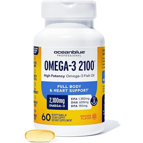 Ocean Blue Professional 2100 Omega-3 Minis – 2100mg Fish Oil, Orange Flavor