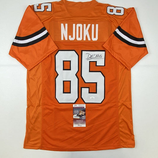 Autographed/Signed David Njoku Cleveland Football Orange Jersey JSA COA