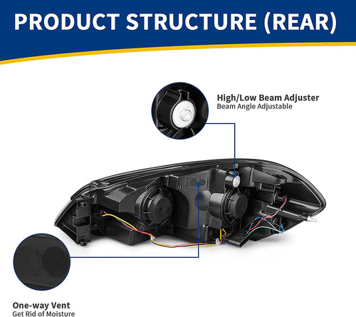 Autosaver88 Headlight Assembly Compatible With 20062013 Chevy Impala 06 07 Monte Carlo Replacement Headlamp Black Housing Amber Reflector Clear Lens A Oe