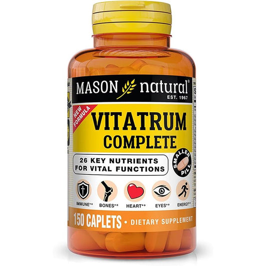 Mason Natural Vitatrum Complete Multivitamin-Multimineral Supports Immune Bones Heart Eyes And Energy Health 150 Caplets