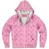 Simple Pink Flamingo Zip-Up Hoodie