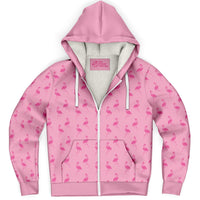 Simple Pink Flamingo Zip-Up Hoodie