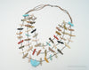 VTG Native America Fox Fetish Carved Multi Gem Sterling Silver Necklace