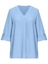 Effortless V-Neck Seven-Point Top - Stylish Pullover Blouse for Trendy Women