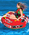 WOW Sports 1 Person Towable Water Tube - Ace Racing Starter Kit w 12V Pump & 1K Tow Rope