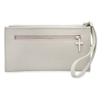 Ladies Cream Lord's Prayer Wristlet with Stainless Steel Cross Charm & Leather Tassel EasyOptionXY LLC