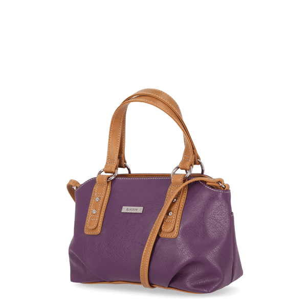 Koltov Vegan Leather Olivia Small Satchel, Eggplant/Honey EasyOptionXY LLC
