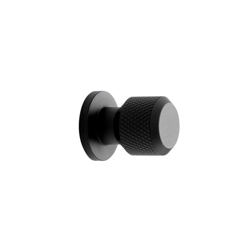 Knurled Backplate "Manor" Matte Black Cabinet Knobs and Drawer Pulls Euro • Knobs