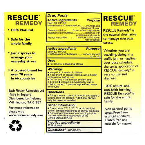 Bach Flower Rescue Remedy Spray - Natural Stress Relief 20 ml