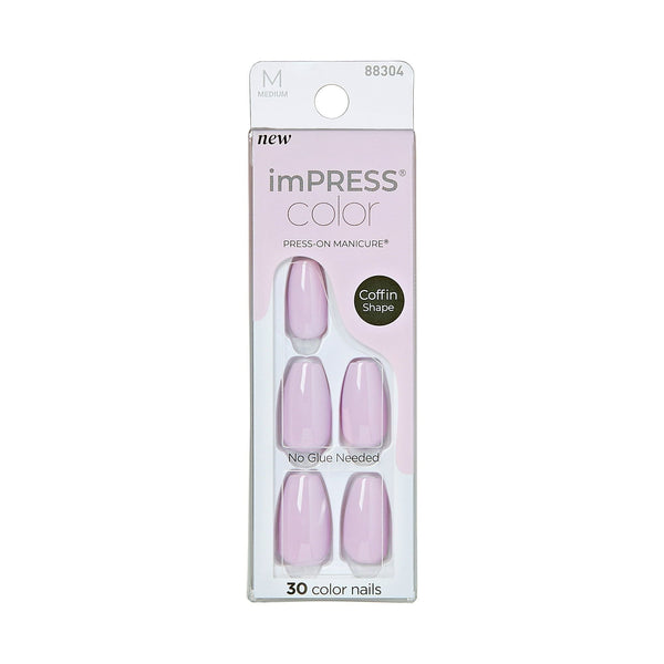 KISS imPRESS Color Long-Lasting Medium Coffin Press-On Nails, Solid White, 30 Pieces EasyOptionXY LLC