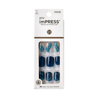 KISS imPRESS 'Let it Flow' Press-On Nails, Blue & White, Short Length, Square Shape, 33 Ct. EasyOptionXY LLC
