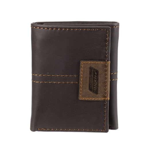 Genuine Dickies Men's Leather Trifold Wallet with Zipper EasyOptionXY LLC