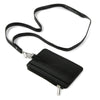 ESSENTIALS Brand Women's Adult Black Vegan Leather Lanyard with Zipper Wallet EasyOptionXY LLC