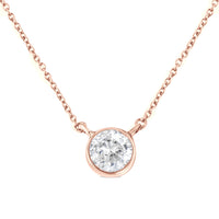 .925 Sterling Silver 1/2 Cttw Diamond Bezel 18" Pendant Necklace (I-J Color, I2-I3 Clarity)
