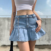 High-Waisted Pleated Jean Skirt for Country Girls and Bartenders