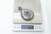 Designer Large Amethyst Bali Inspired Sterling Silver Pendant