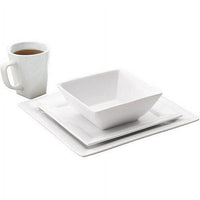 Better Homes & Gardens 16 Piece Square Porcelain Dinnerware Set, White EasyOptionXY LLC