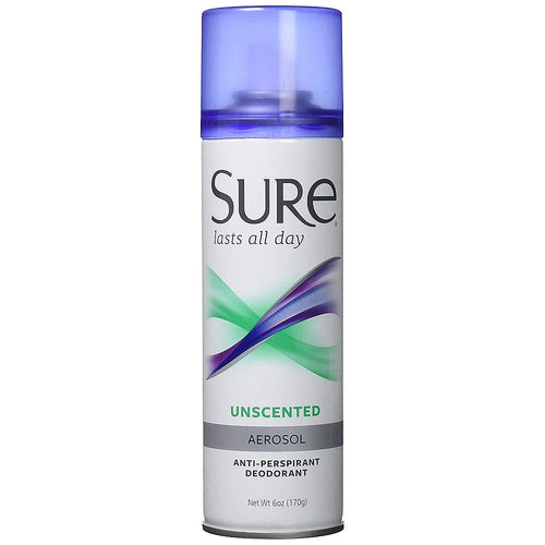 Sure Aerosol Unscented Anti Perspirant Deodorant 6 Oz
