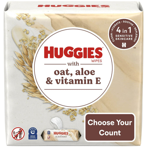 Huggies Wipes with Oat, Aloe & Vitamin E, Unscented, 3 Pack, 168 Total Ct (Select for More Options) EasyOptionXY LLC