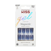 KISS Gel Fantasy Magnetic Short Square Gel Nails, Glossy Medium Blue, 28 Count EasyOptionXY LLC