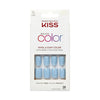 KISS Salon Color Short Square Fake Nails, Glossy Solid Blue, 28 Count EasyOptionXY LLC